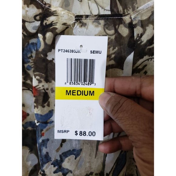 Patterson J. Kincaid brown, spaghetti strap, sheer, floral tank, top, size M - Picture 3 of 7